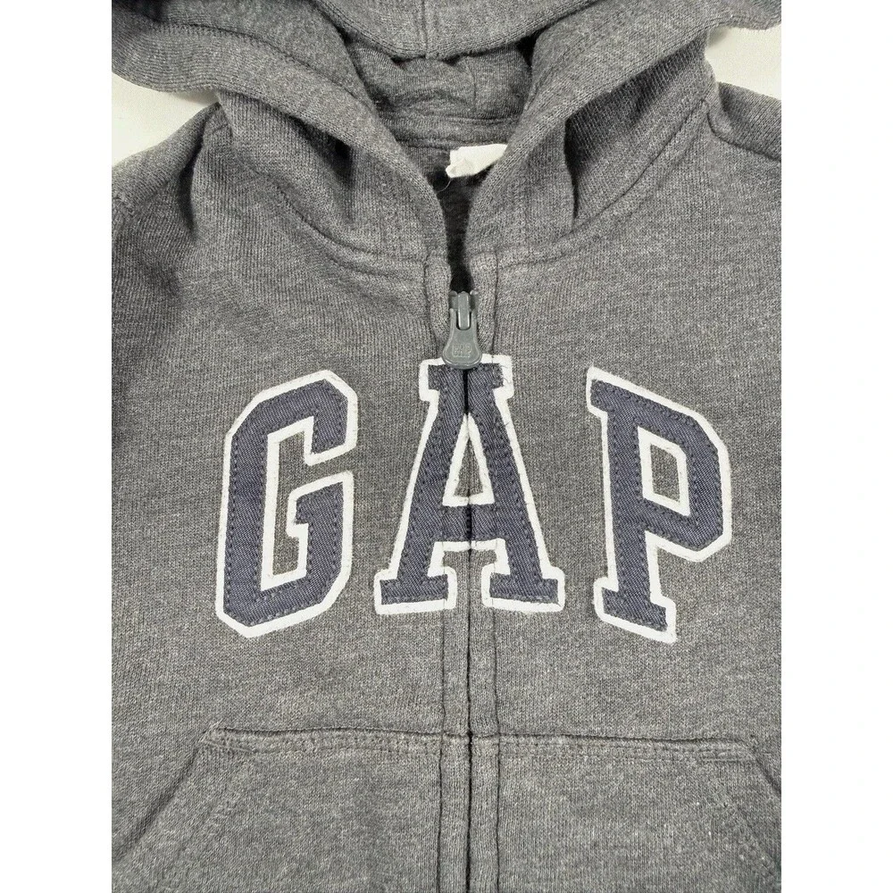 GAP Toddler Full Zip Hoodie Charcoal Gray Logo Sweatshirt 18-24 Months